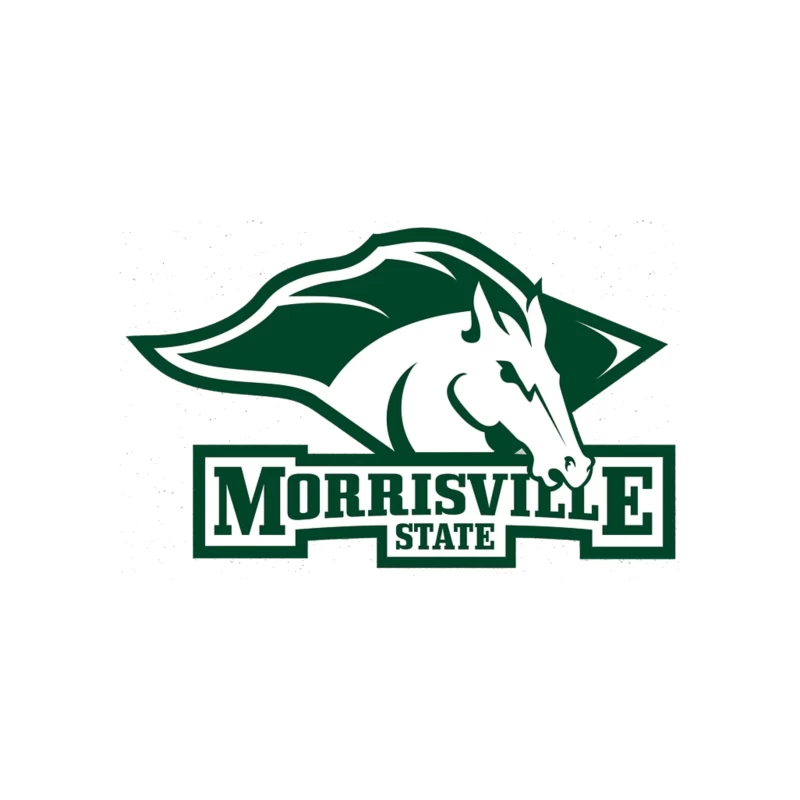 Morrisville State College Athletics Logo with White Horse Mascot Throw Pillow