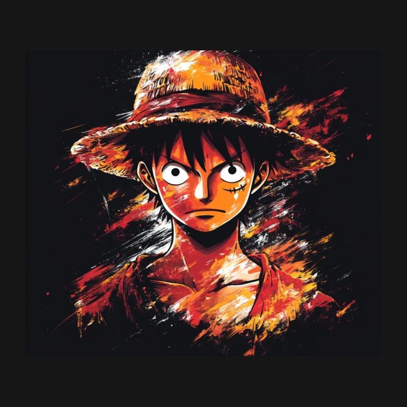 Vibrant One Piece Character Portrait with Straw Hat Mouse Pad