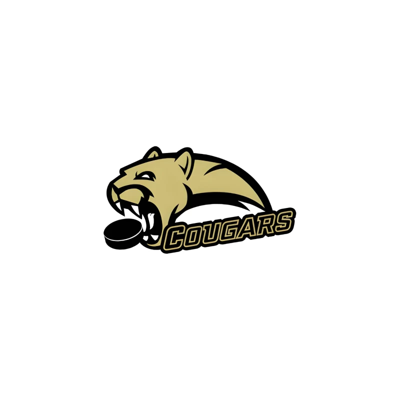 Gold and Black Cougar Hockey Team Mascot Logo Desk Mat