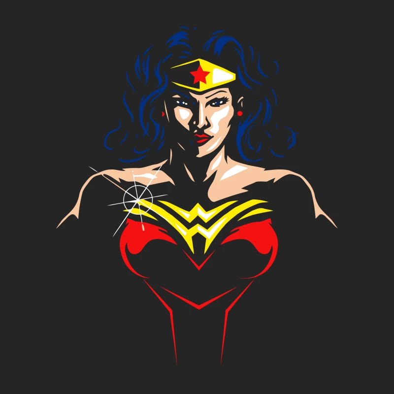 Wonder Woman: Empowering Superhero Illustration Male Pullover Sweatshirt