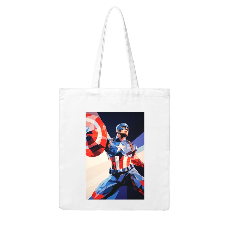 Captain America: Patriotic Superhero in Action Cotton Tote Bag