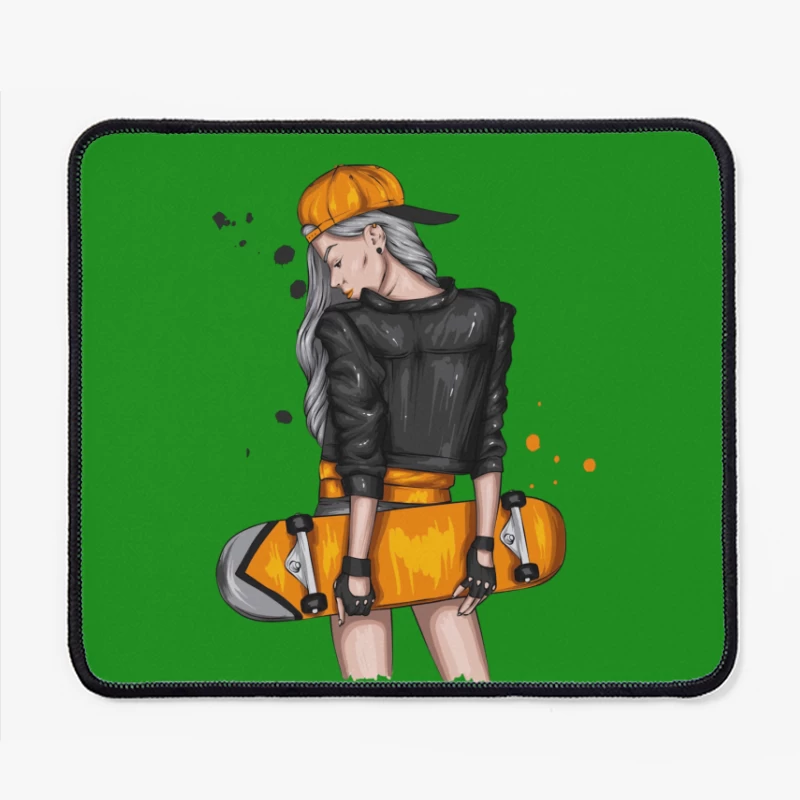 Urban Skateboarder in Orange Style Mouse Pad