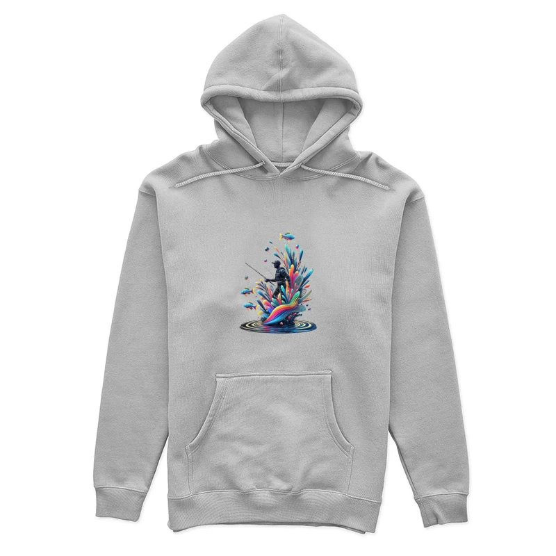 Surreal Fisherman in Vibrant Underwater Fantasy Female Pullover Hoodie