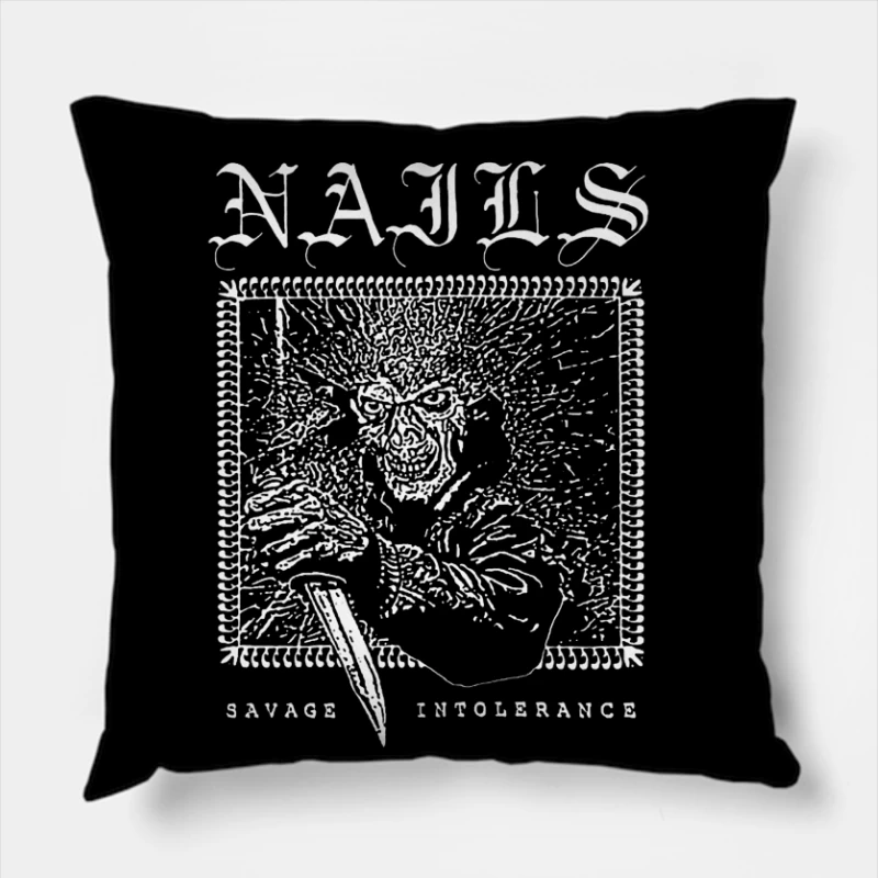 Nails Savage Intolerance Throw Pillow