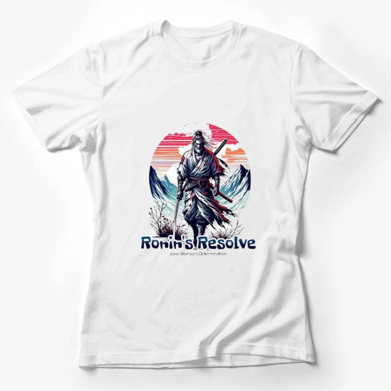 Lone Ronin's Resolve Against Mountain Sunset Female T-Shirt