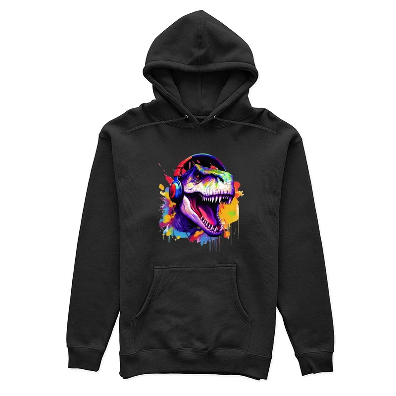 Dinosaurier mit Kopfhörern in bunten Farben Damen Pullover Hoodie
