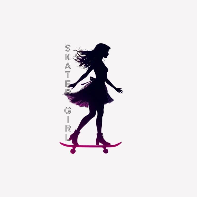 Stylish Skater Girl Silhouette in Pink and Black Male T-Shirt