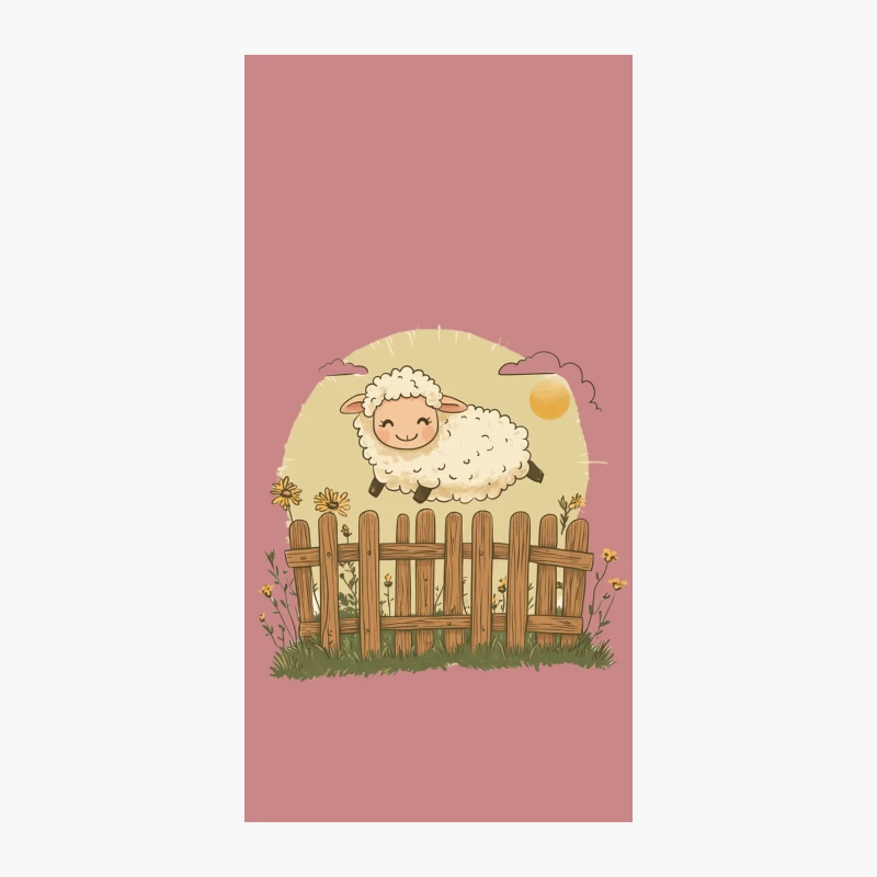 Cute Cartoon Sheep in Sunny Countryside iPhone Case