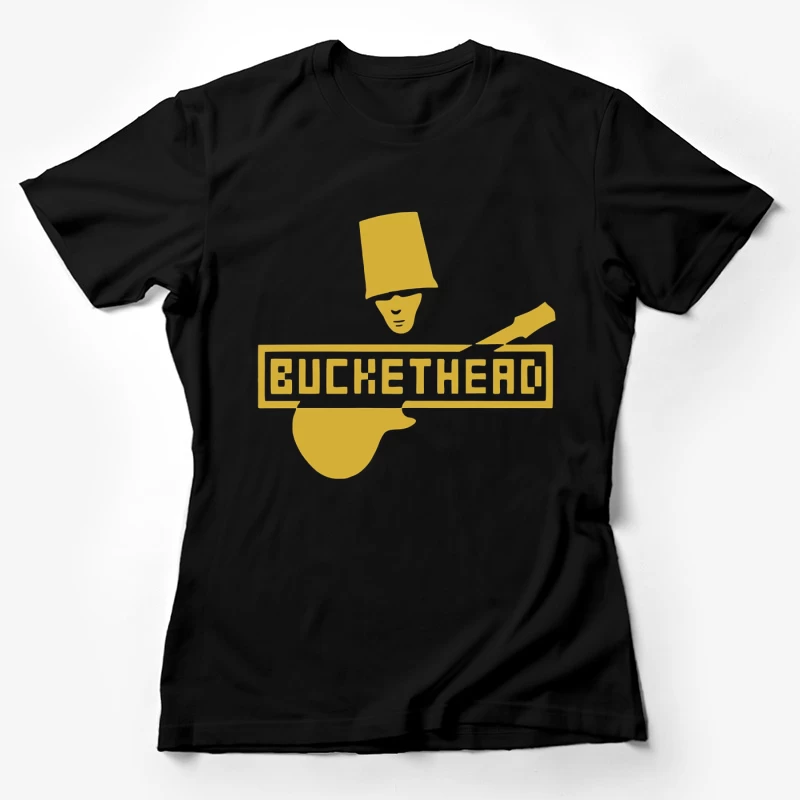 Gold Buckethead Guitar Player Logo Design Female T-Shirt