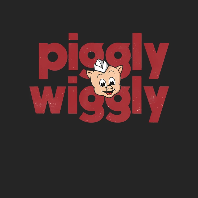 Vintage Piggly Wiggly Supermarket Logo with Cartoon Pig Male Pullover Sweatshirt