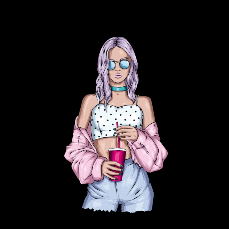 Trendy Young Woman with Drink Pin