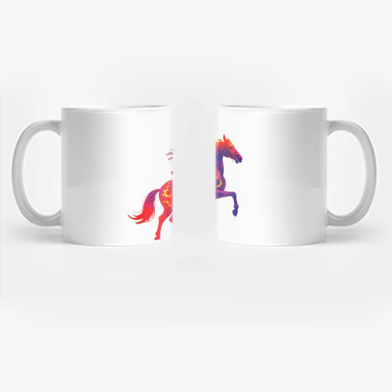 Mystical Red Horse and Rider Silhouette Fantasy Art Coffee Mug