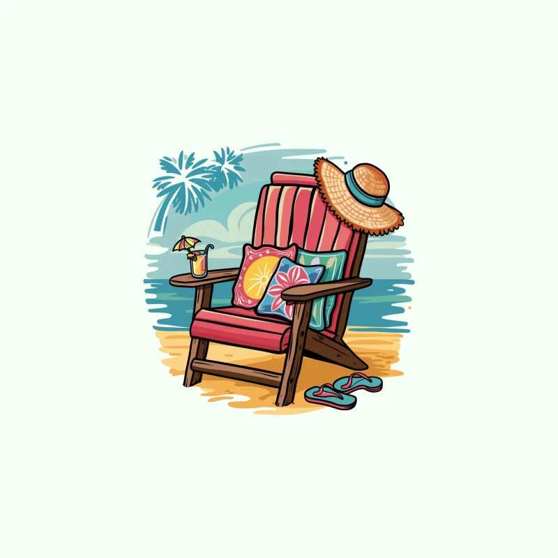 Relaxing Beach Scene with Chair and Accessories Travel Mug