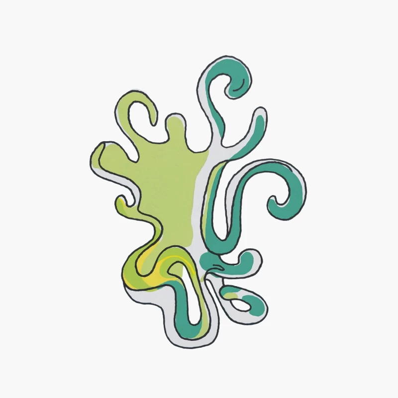Abstract Organic Splash Design in Green and Teal Cotton Tote Bag