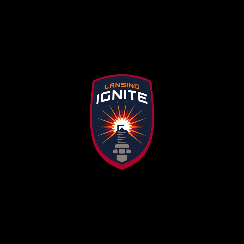 Lansing Ignite Soccer Team Shield Logo with Lighthouse Emblem Travel Mug