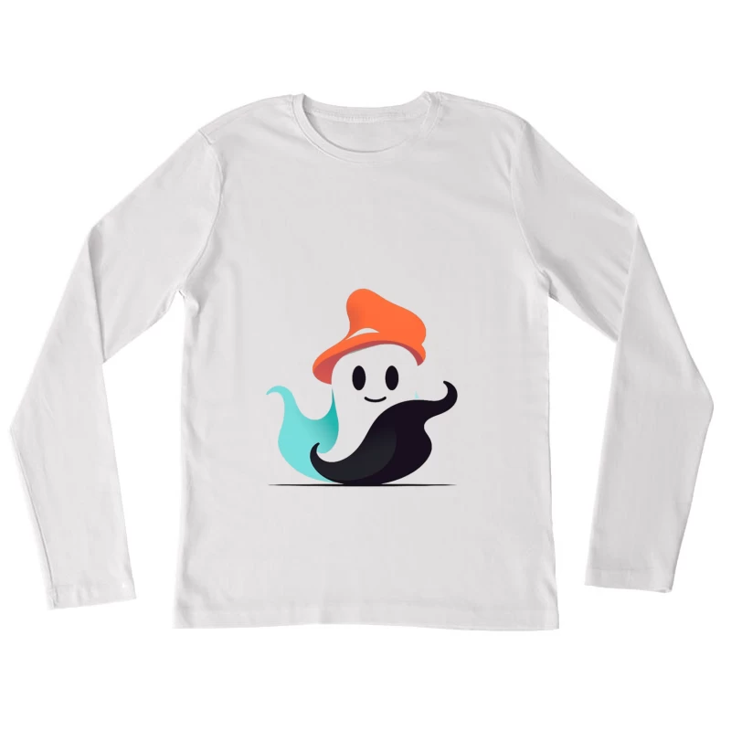 Cute Ghost Mascot with Orange Hat Female Long Sleeve T-Shirt