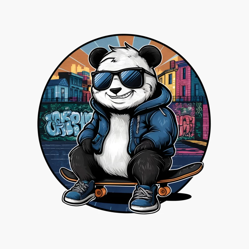 Cool Skateboarding Panda in Urban Graffiti Scene Cotton Tote Bag