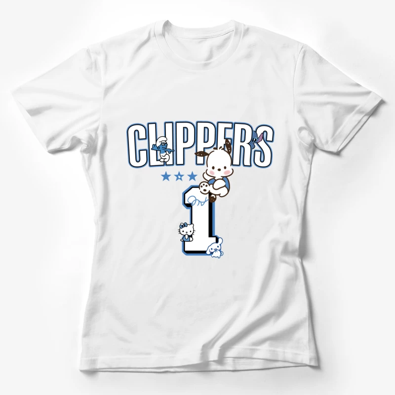 Niedliche Charaktere und Clippers-Design Damen T-Shirt