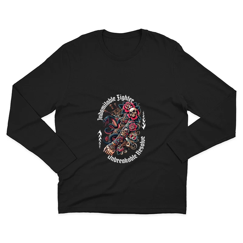 Gothic Skull and Rose Octopus Tattoo Design Male Long Sleeve T-Shirt