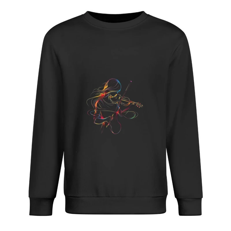 Colorful Violinist Illustration Male Pullover Sweatshirt