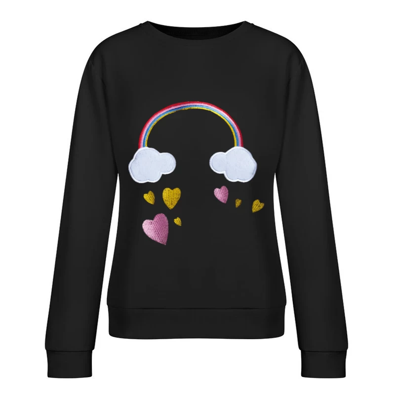 Regenbogen und Herzen Damen Pullover Sweatshirt