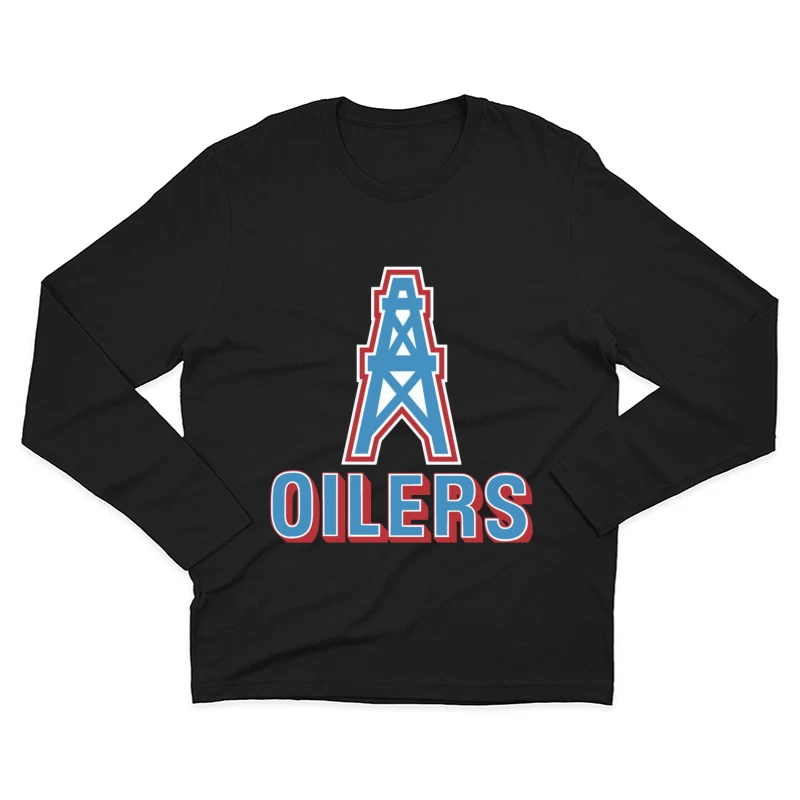 Houston Oilers Vintage NFL Team Logo with Oil Derrick Symbol Male Long Sleeve T-Shirt