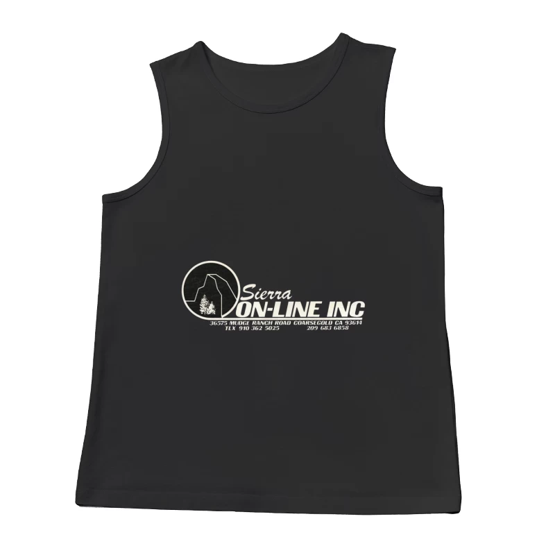 Minimalist Mountain and Pine Trees Corporate Logo Design Male Tank Top