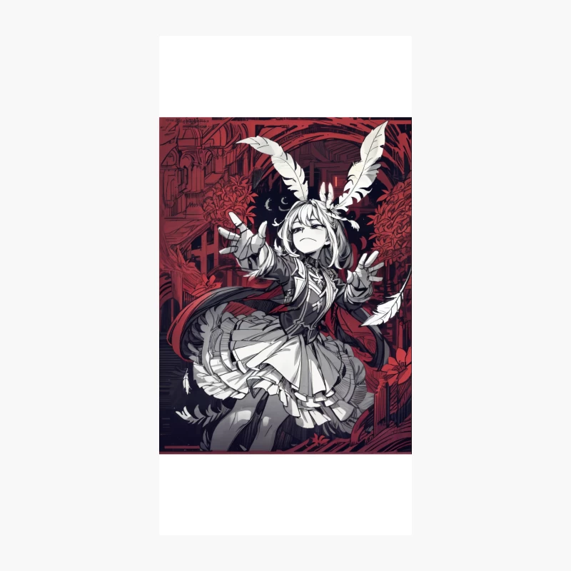 Gothic Fantasy Anime Girl with Feathers iPhone Case