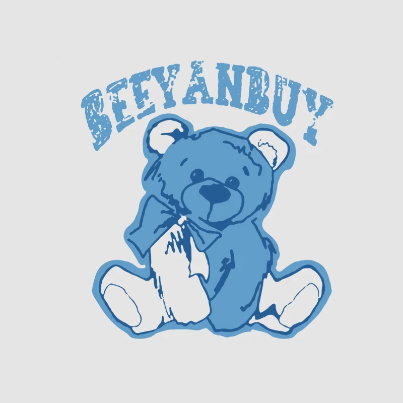 Blauer Teddybär Illustration Herren Pullover Hoodie