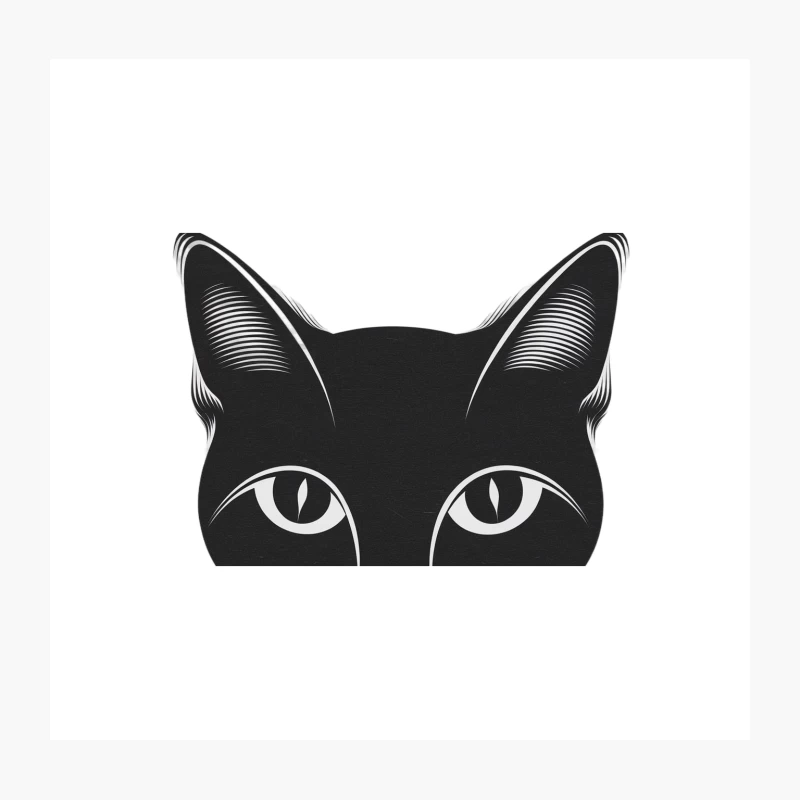 Minimalist Black Cat Face Vector Art Throw Pillow