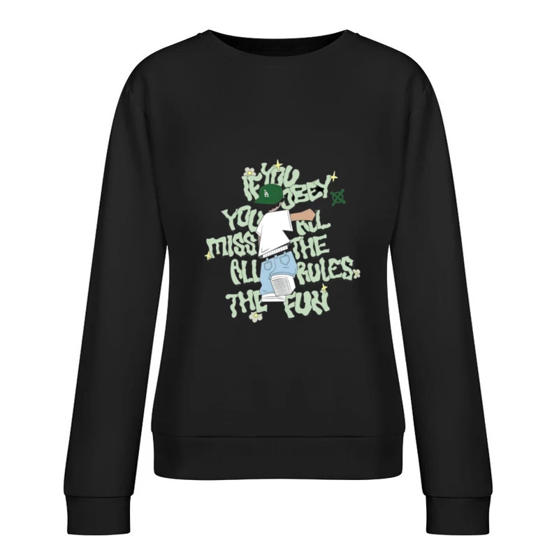 Hip-Hop Grafik mit Text und Illustrationen Damen Pullover Sweatshirt