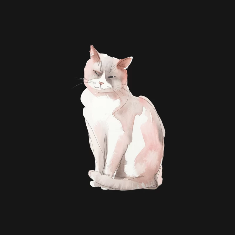 Watercolor Illustration of a Serene Cat Mouse Pad