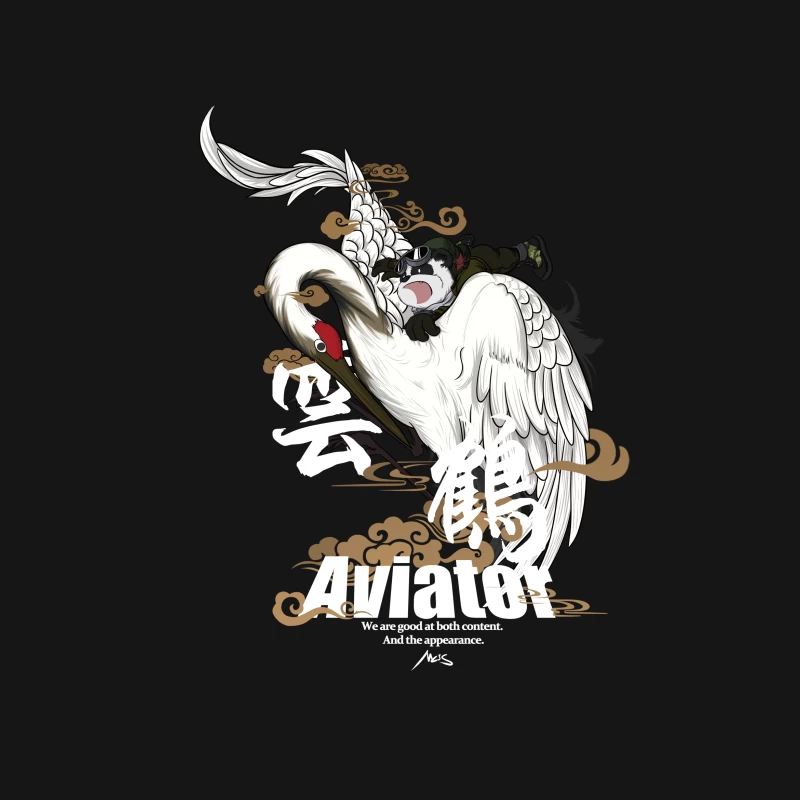 Panda Aviator mit Kranich Damen T-Shirt