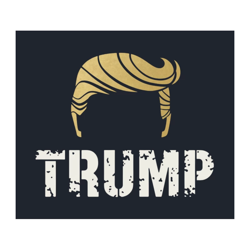 Minimalist Trump Hair Political Graphic Design in Gold Tapestry
