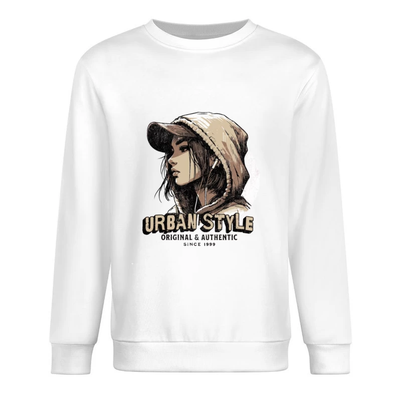 Urbanes Stil, Mütze und Kopfhörer Illustration Herren Pullover Sweatshirt