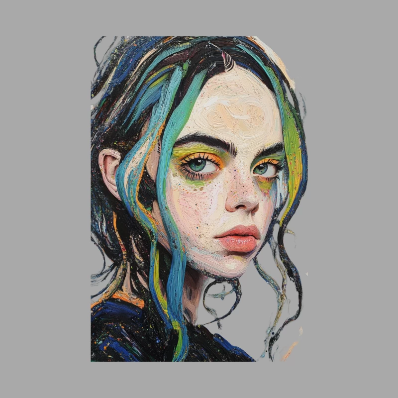 Vibrant Artistic Portrait of Young Woman with Colorful Hair Female Pullover Hoodie