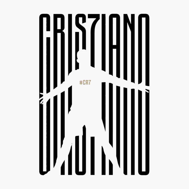 Minimalist CR7 Silhouette with Striped Background Design Cotton Tote Bag