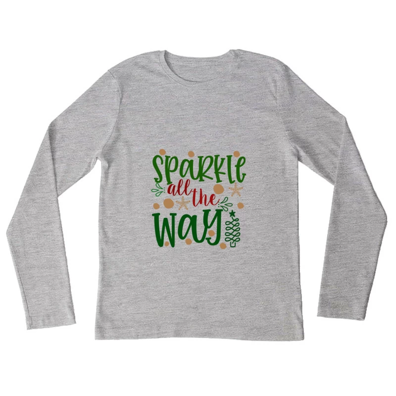 Fête étincelante de Noël Femme Manches Longues T-Shirt
