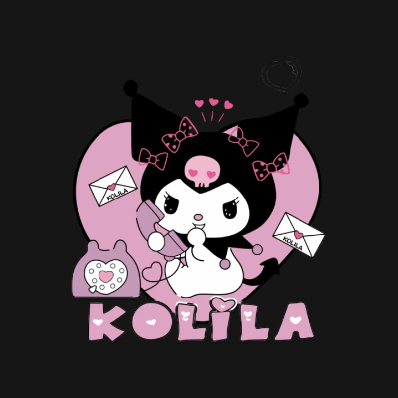 Süßes Kuromi-Design mit Telefon und Briefen Damen T-Shirt