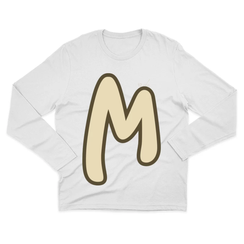 Beiger Buchstabe M Illustration Herren Langarm T-Shirt