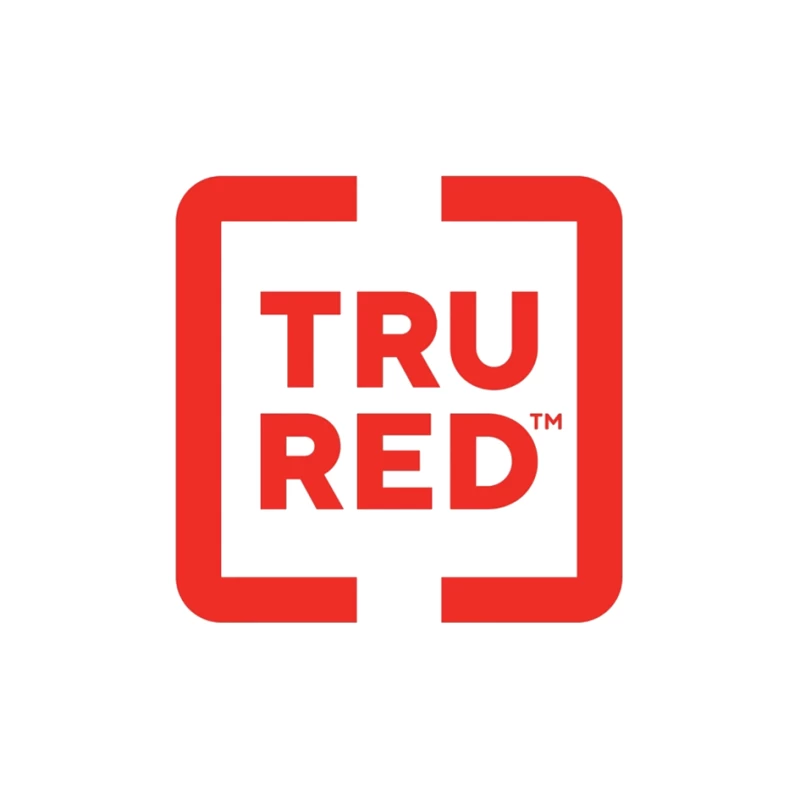 TruRed Minimalist Square Logo Design in Red and White Pin