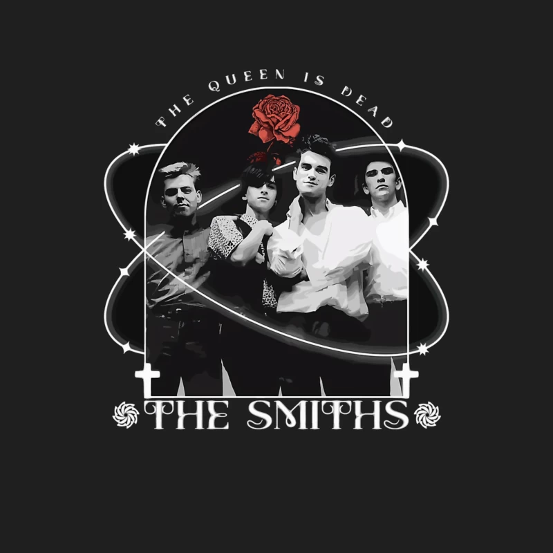 The Smiths - Vintage Black and White Band Portrait with Red Rose Male Tank Top