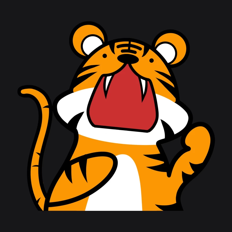 Fröhlicher Tiger-Maskottchen-Design Herren Pullover Hoodie