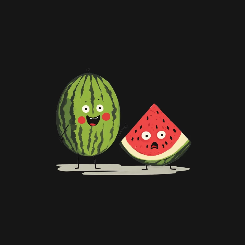 Cute Cartoon Watermelon Characters Illustration Male Long Sleeve T-Shirt