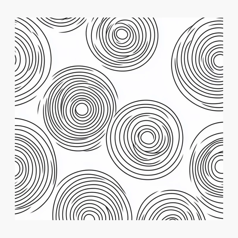 Hypnotic Spiral Pattern: Abstract Concentric Circles in Black and White Throw Pillow