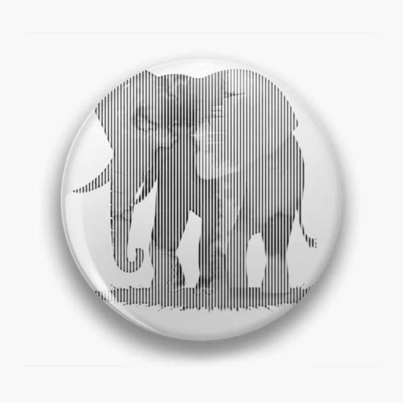 Striped Elephant Silhouette in Minimalist Line Art Pin