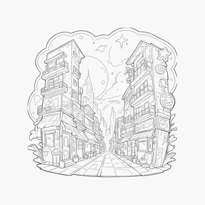 Urban Fantasy Street Scene Cotton Tote Bag