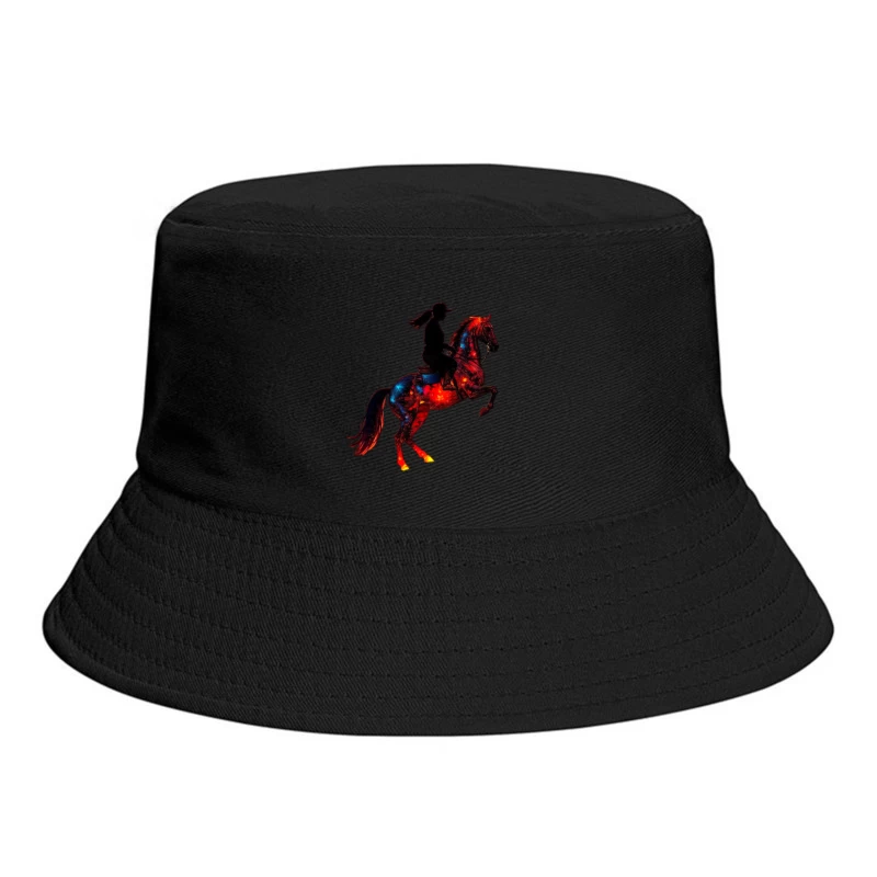 Cosmic Equestrian Silhouette with Galaxy Horse Bucket Hat