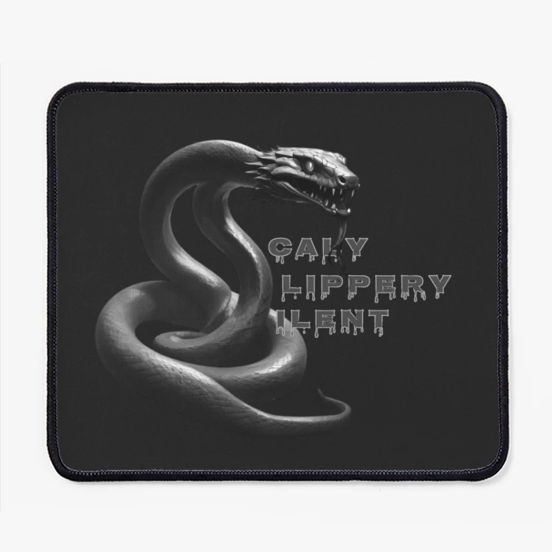 Dark Monochrome Snake with Dripping Text Design Mouse Pad