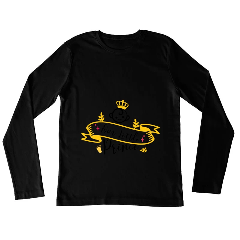 Bannière Dorée avec Couronne et Ornements Femme Manches Longues T-Shirt